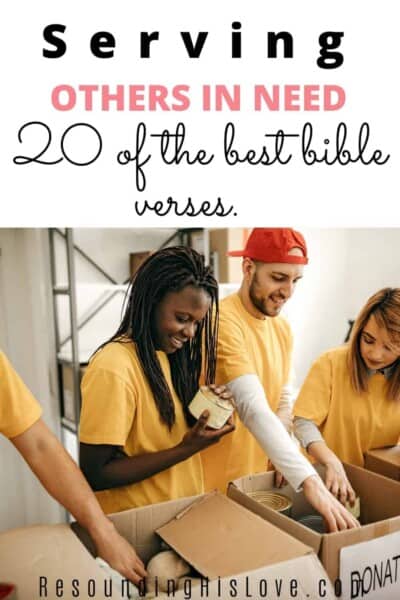 men and women wearing yellow volunteer shirts filling up boxes of food 20 Important Bible Verses About Serving Others In Need